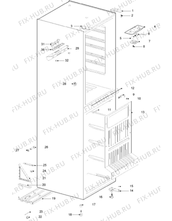 Взрыв-схема холодильника Electrolux ER7956B - Схема узла Cabinet + armatures